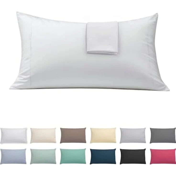 ECOMMERC3 2 Kissenbezüge, 50x75 cm, extra weich und bequem, weiß, atmungsaktiv, leicht zu waschen – Bild 1