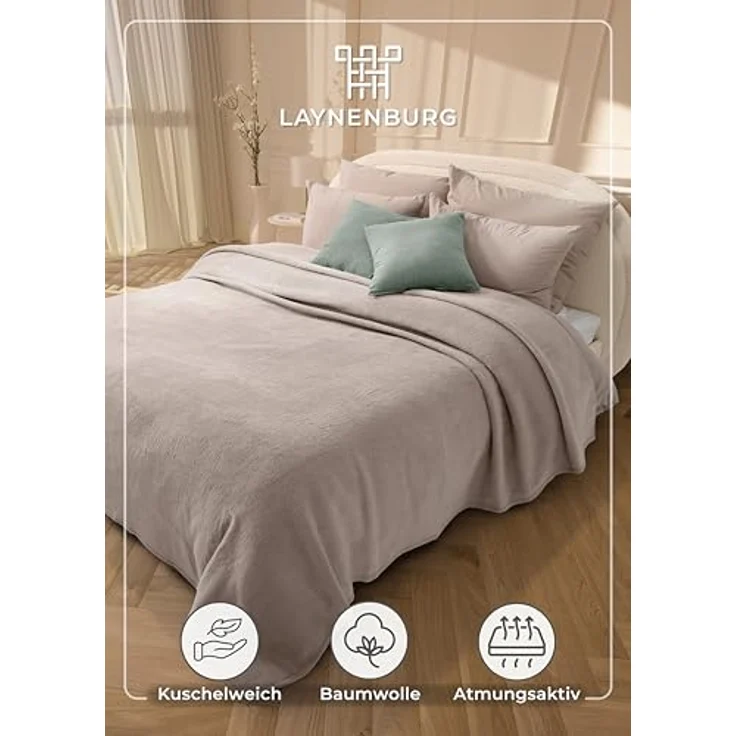 Wohndecke Wohndecke aus Baumwolle - Kuscheldecke, Baumwolldecke -, Laynenburg, Decke als Sofa-decke, Couchdecke, Wolldecke aus Baumwollmix – Bild 3