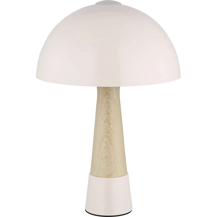 Retro Tischleuchte Pilz, Holzoptik, champagnerfarben, H 36,5 cm – Bild 8