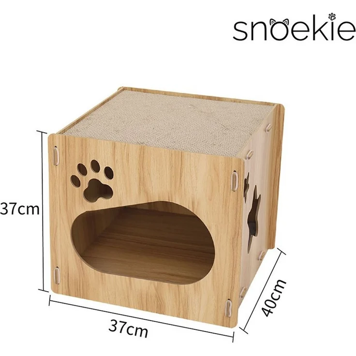 SNOEKIE Kratzbrett SNOEKIE Würfel-Katzenbett mit Kratzbrett aus Holz – Bild 2
