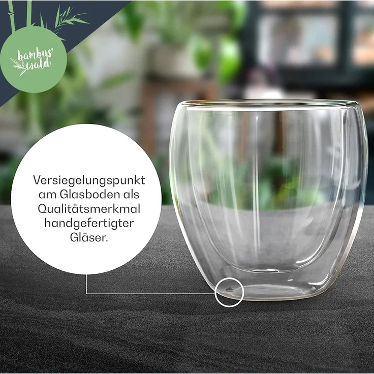 Kaffeeglas 240 ml Thermoglas handgemacht Borosilikatglas Klarglas – Bild 2