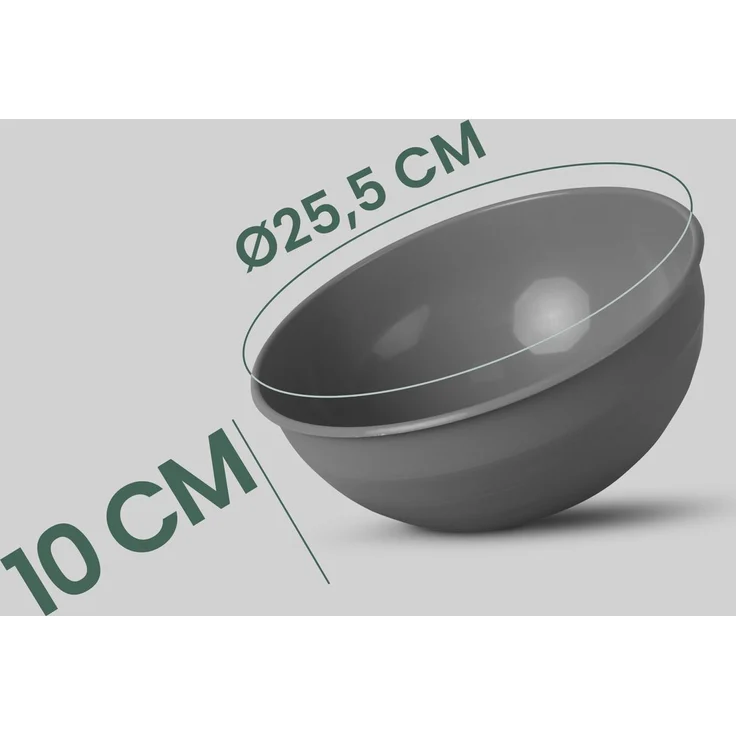 Kunststoff Schüssel Plastikschüssel - BPA Frei ( Ø25,5cm ) Grau 1er-Pack – Bild 2