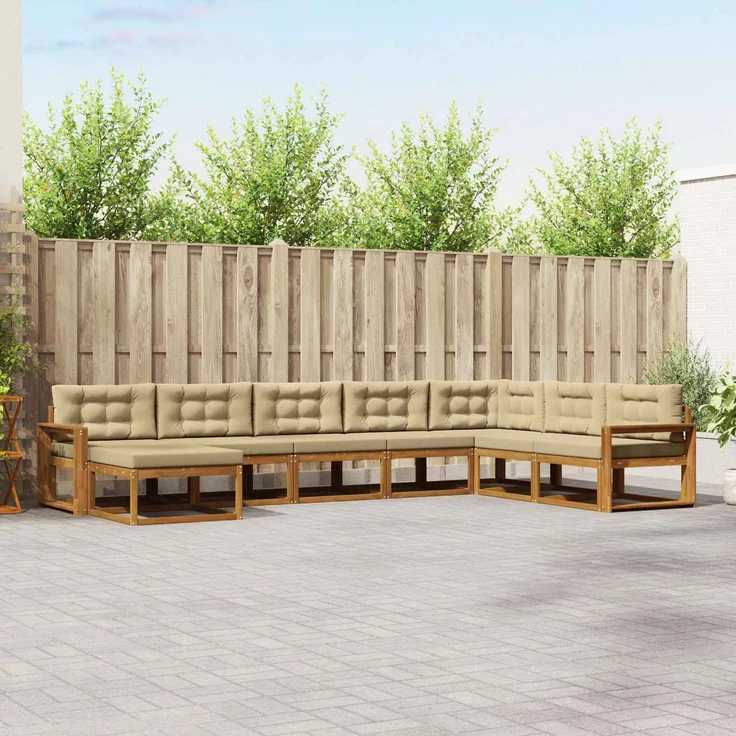 vidaXL Outdoor-Sofagarnitur 8 stk. 8-Sitzer Natur und Beige 3368006 – Bild 1