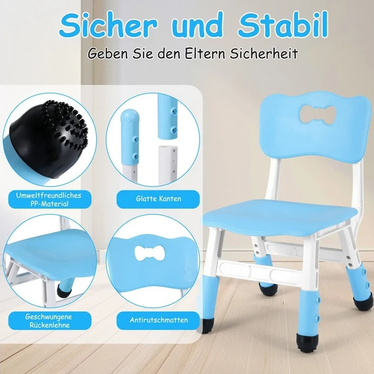 TLGREEN Kindersitzgruppe Kinder Schreibtischstuhl Höhenverstellbar, (Kinderstühle mit Rückenlehne, 2-tlg, für Kinderzimmer Schule Kindertagespflege), Kinder Stuhl bis 100KG Belastbar – Bild 3