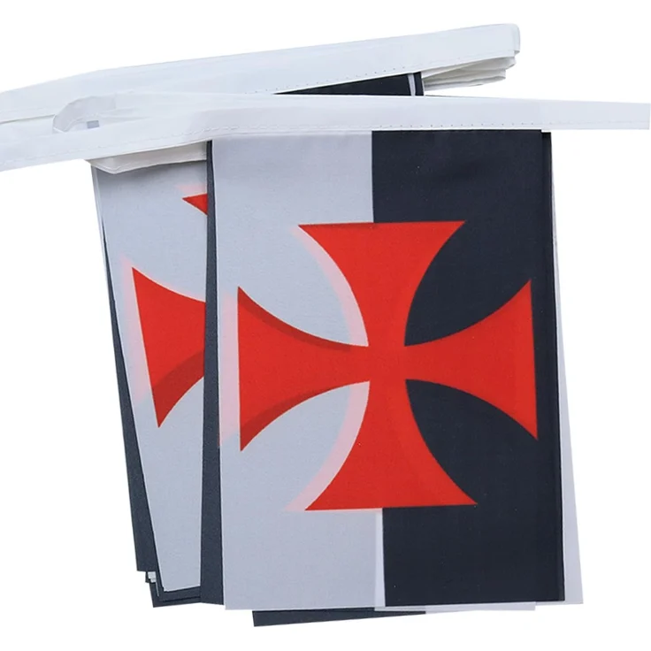 AZ FLAG Wimpelkette Templerorden Baussant 6 m 20 Flaggen Leichtes Polyester