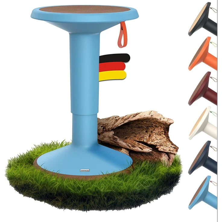 Interstuhl UPis1 - ergonomischer Sitzhocker mit Schwingeffekt - höhenverstellbar - Hocker mit rutschhemmender Standfläche & Kippschutz - Bürohocker (ECO Pastellblau, ECO UP Sitzhocker) – Bild 1