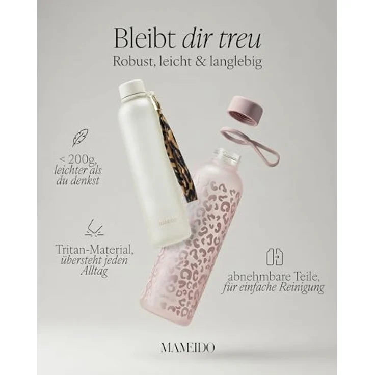 MAMEIDO Trinkflasche, auslaufsicher mit Zeitmarkierung und Handschlaufe in 1000 ml & 1500 ml – Bild 7
