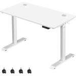 SONGMICS Höhenverstellbarer Schreibtisch elektrisch, 60 x 120 cm Tischoberfläche, stufenlos verstellbar, Memory-Funktion mit 3 Höhen, Auffahrschutz, weiß LSD101W01