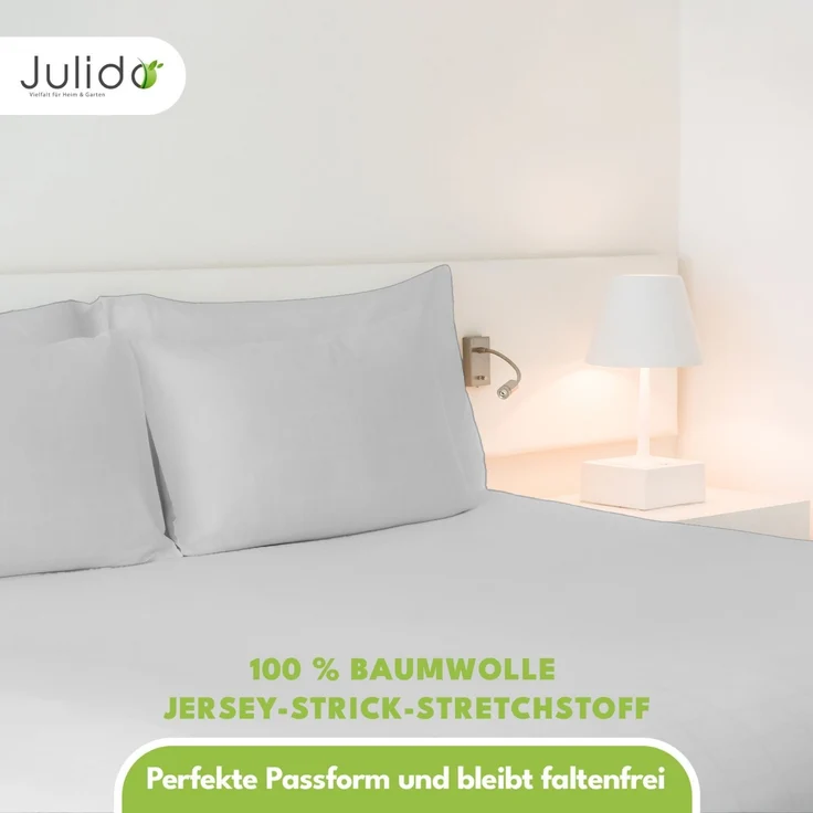 Jersey-Spannbettlaken für Kinder 70x140 cm hautfreundlich atmungsaktiv grau – Bild 5