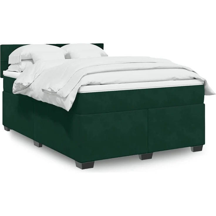 vidaXL Boxspringbett mit Matratze Dunkelgrün 160x200 cm Samt 3286357 – Bild 1