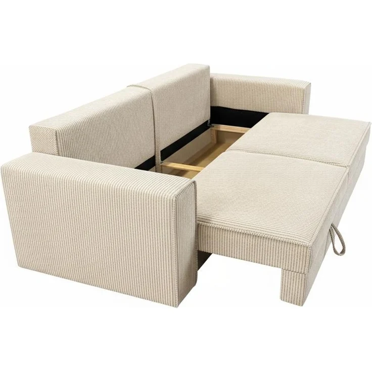 Wohnero24 Schlafsofa HIRA 240x102 cm – Premium Cord Sofa Beige mit Schlaffunktion 191x152 cm & Bettkasten – Bild 6
