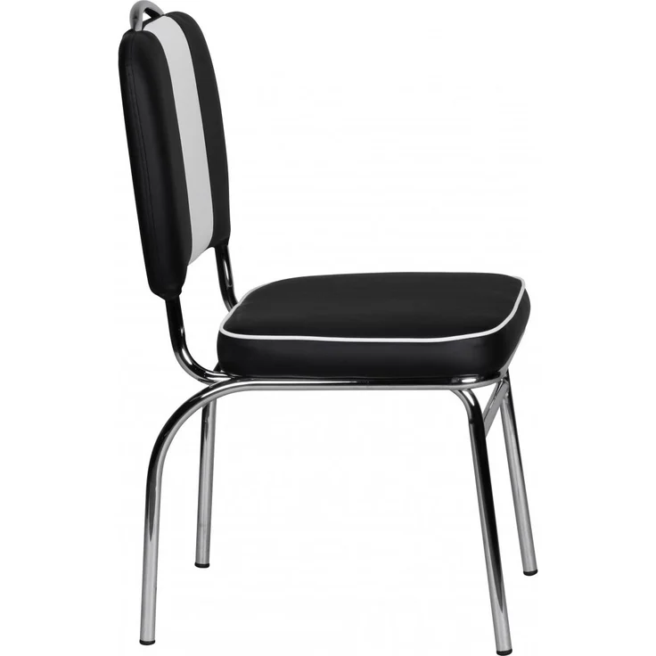 Esszimmerstuhl American Diner 50er Jahre Retro, Sitzfläche gepolstert mit Rücken-Lehne, Essstuhl Farbe Schwarz Weiß – Bild 7