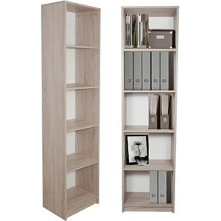 Home Collective Bücherregal Aktenregal Standregal Raumteiler mit 5 offenen Fächern aus MDF Holz, in sonoma, Breite 40 cm – Bild 5