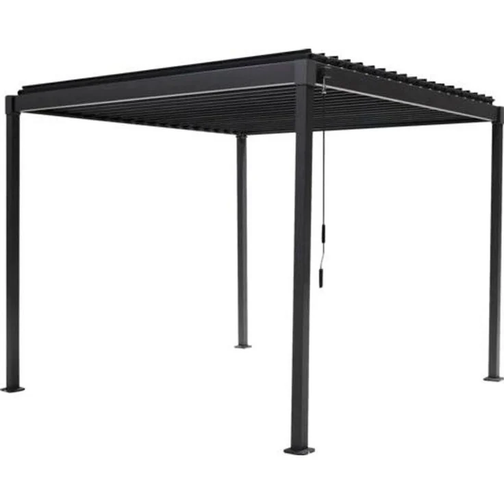LECO Lamellenpergola FREE, Stahl-Lamellen und Stahlgestell anthrazit, 3x3 m – Bild 2