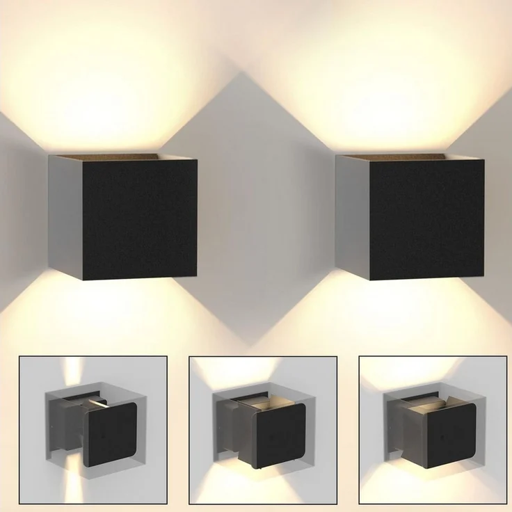 Nettlife Wandleuchte Innen & Aussen LED Wandlampe Schwarz 3000K Metal 5w 1ER 2ER, LED fest integriert, Warmweiß, Schlafzimmer Wohnzimmer Flure – Bild 5