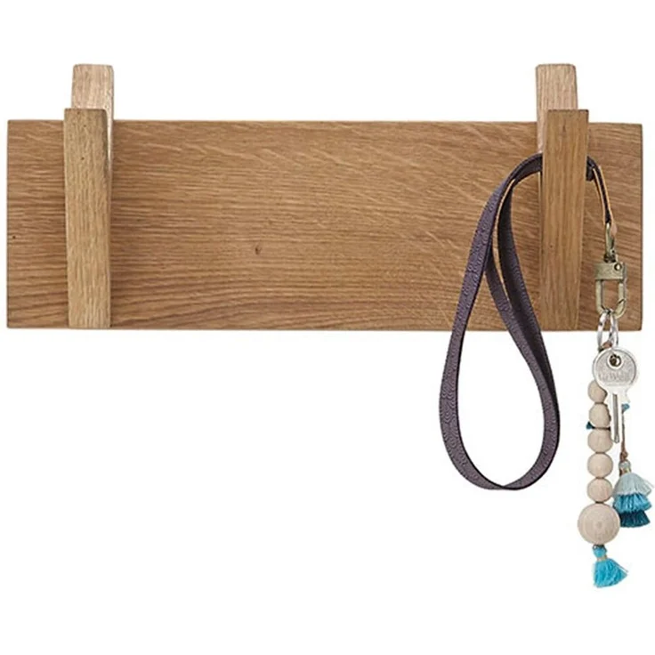 Garderobenpaneel >BANTRY< in holzfarben, Eiche massiv geölt - 30x13x12cm (BxHxT) – Bild 3