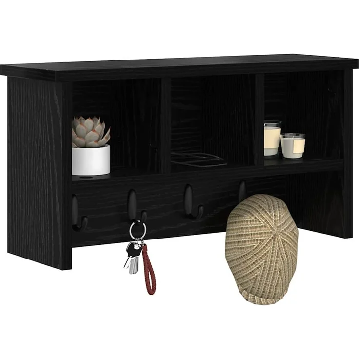vidaXL Wandmontierter nachttisch Schwarz Eichen-Optik 50 x 16 x 26 cm 874308 – Bild 3