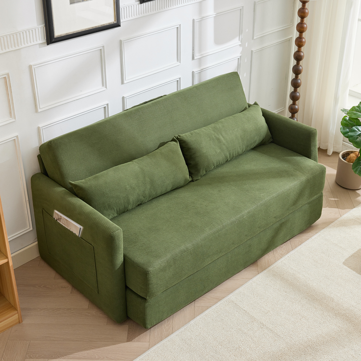 ZUBALIYA Schlafsofa 92x82 cm, mit Stauraum, mit Samtbezug, mit Cordbezug, mit breiten Armlehnen, mit Schaumstoffpolsterung, Grün – Bild 11