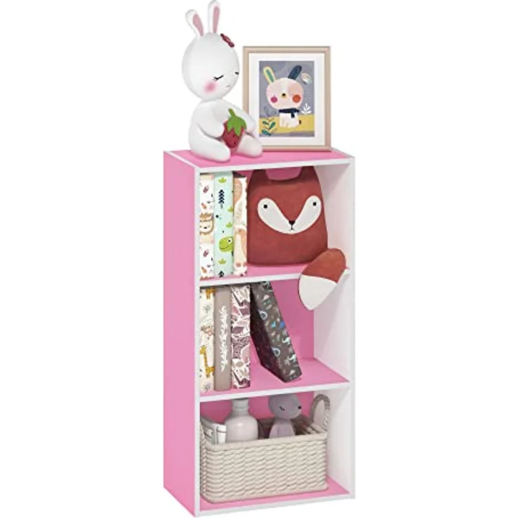 Furinno Luder 3-stufiges Bücherregal mit offenem Regal, Rosa/Weiß – Bild 2