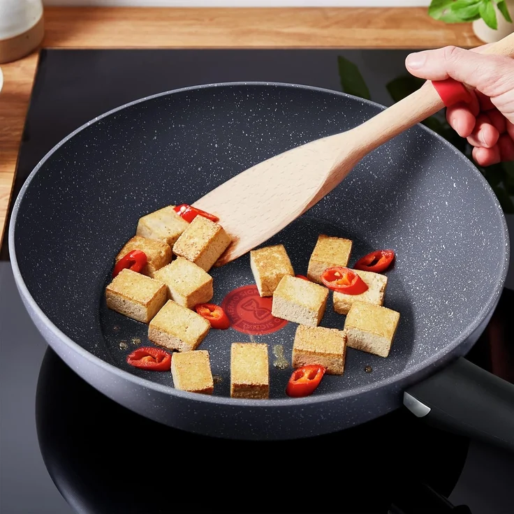 Tefal G28019 Natural On Wokpfanne 28 cm | Mineralia+ Antihaftversiegelung | Thermo-Signal für alle Herdarten geeignet Induktion | Thermo-Fusion | Mineralia Stein-Effekt – Bild 2