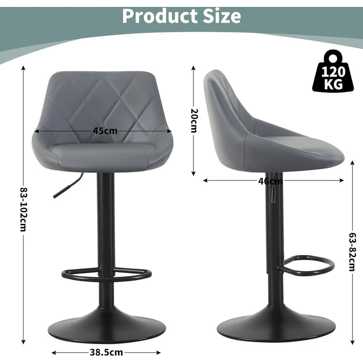 MCC direct Barhocker Barhocker im 2er Set, Kunstleder, Metall, Modell STANLEY – Bild 3