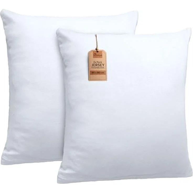NatureMark 2er Pack Jersey Kissenbezug Kissenhülle Kissenbezüge Seitenschläferkissen Nackenkissen viele Größen und Farben (80x80 cm, Weiß) – Bild 2