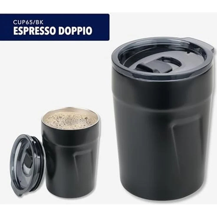 TROIKA Thermobecher ESPRESSO DOPPIO 160 ml – doppelwandiger Mini Coffee to go Becher, Edelstahl, BPA-freier Kunststoff, schwappsicher & nachhaltig – Bild 2