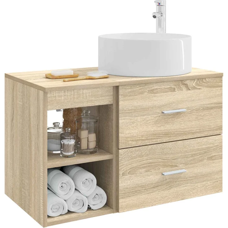 vidaXL Badezimmerschrank-Set 2 stk. Sonoma-Eiche 79,5 x 44,5 x 80 cm 3403930 – Bild 3