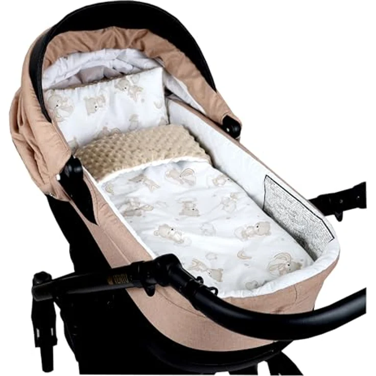 Kinderdecke BABYLUX Babydecke MINKY 2Set Kuscheldecke Decke 75 x 60cm Kinderwagen, BabyLux, MP138 - Beige + Bären – Bild 2