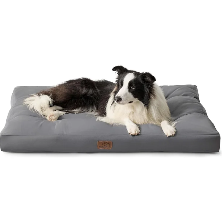 BEDSURE Hundebett große Waschbar - 91x68 cm hundematratze kühlmatte L für Hunde, Outdoor gepolstert Hundematte dunkelgrau in 10cm Höhe, selbstkühlend Grosse XL Hundekissen für Sommer