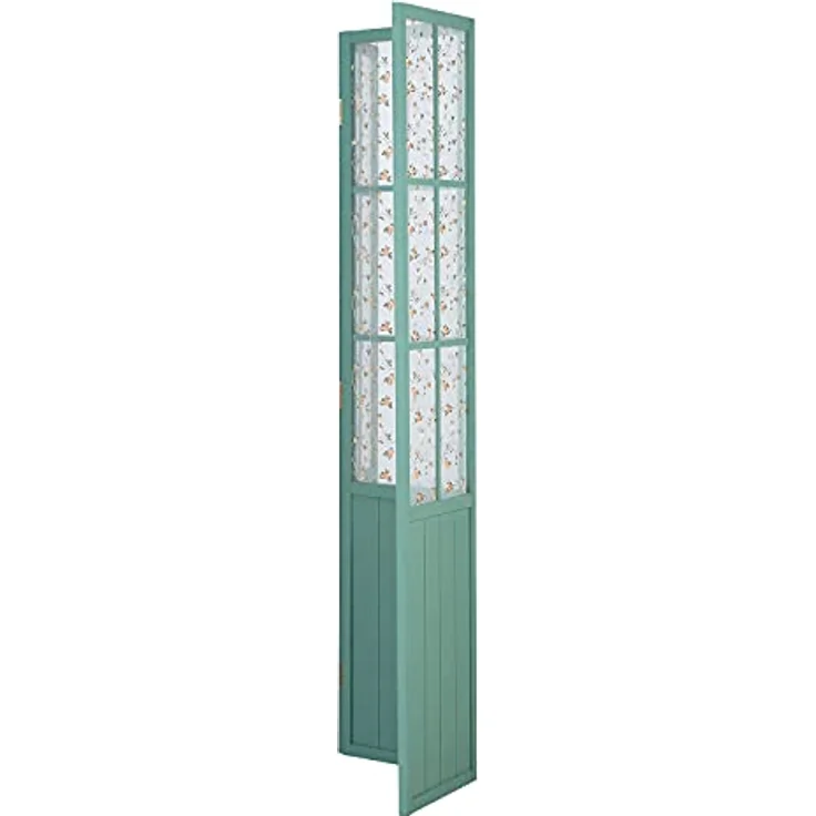 Homestyle4u Paravent, 3-teiliger Raumteiler aus Holz, türkis, mit Fenster Design und dezentem Blütenmuster, 120x170x2 cm, zusammenklappbar – Bild 7