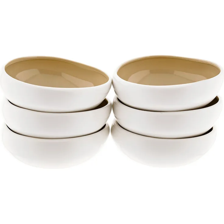 Wave Cream 6er-Set Müslischalen aus hochwertigem Porzellan - 12 x 4,5 cm