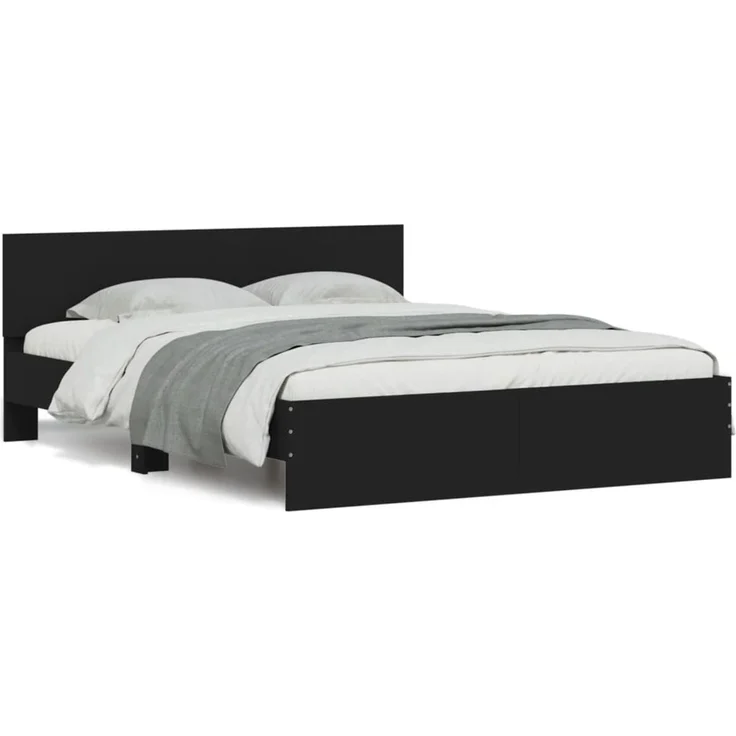 vidaXL Bettgestell mit Kopfteil Schwarz 140x200 cm 3207484 – Bild 2