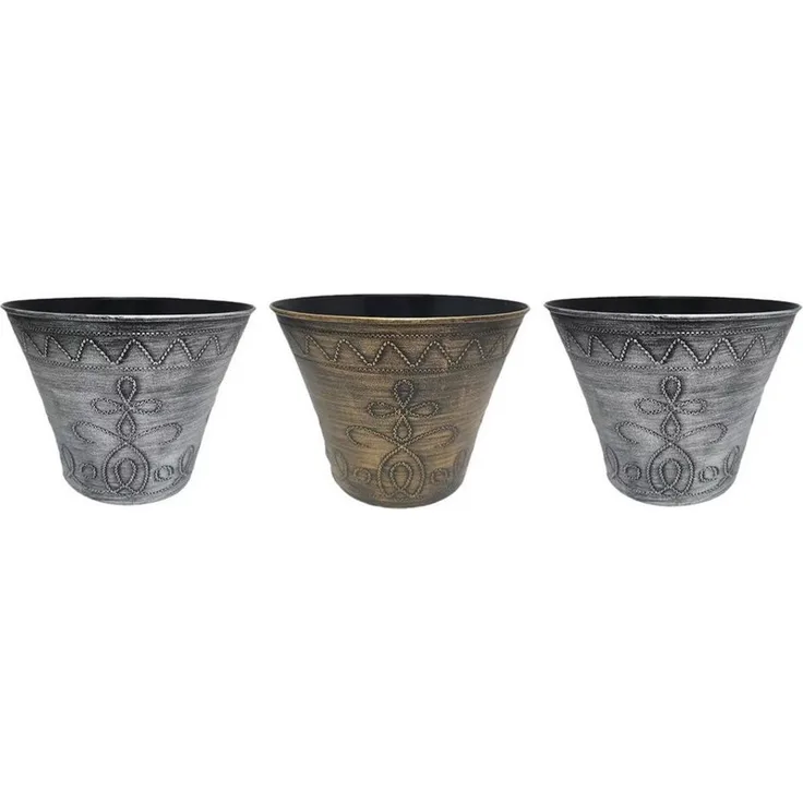HTI-Living Blumentopf Blumentopf Nessa Ornamente Gold Silber 3er-Set (Set, 3 St, 3 Übertöpfe), Übertopf Kunststoff