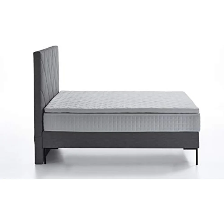 Atlantic Home Collection Boxspringbett FRAUKE, 160x200 cm, inklusive Topper (Härtegrad H2), grau – Bild 5