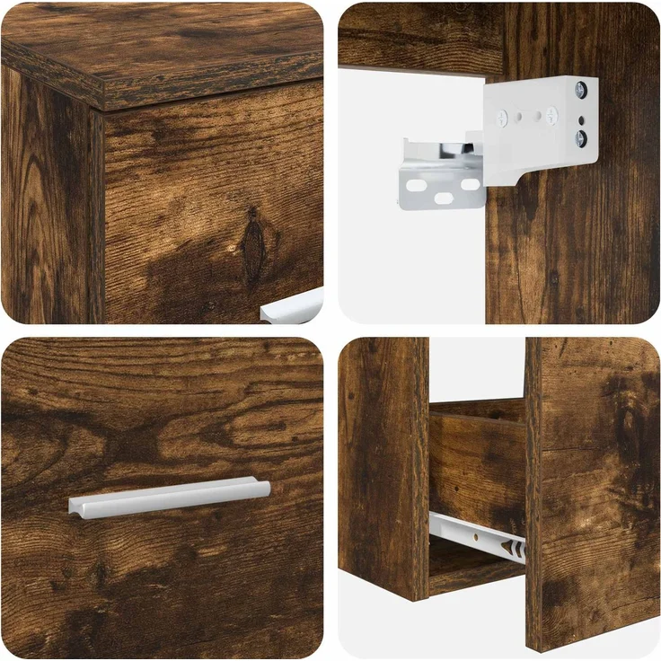vidaXL Wandmontiertes Badezimmerschrank-Set 3 stk. Geräucherte Eiche 3405871 – Bild 8