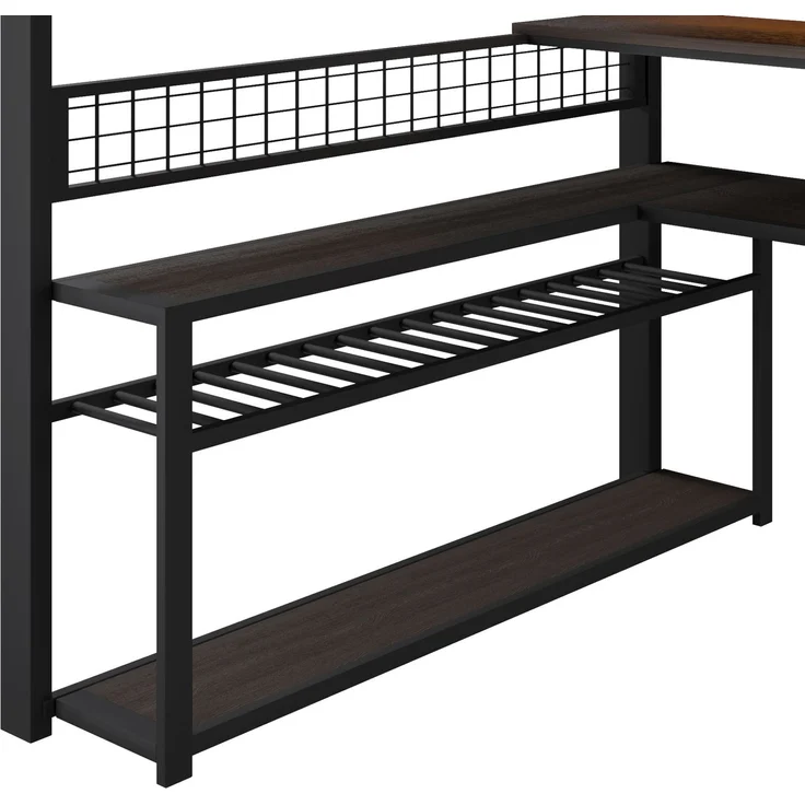 CHICFURN Hochbett aus Metall und MDF, Schwarz, 140x200 cm, mit LED-Licht, Schreibtisch und Stauraum – Bild 9
