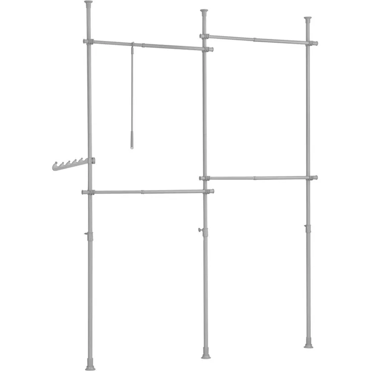 SoBuy KLS03-HG Garderobenständer, Metall, Pulverbeschichtung, Grau, 62 x 200 x 75 cm