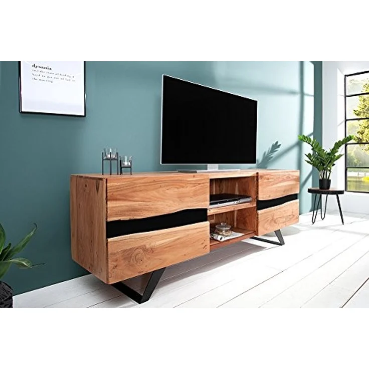 riess-ambiente Lowboard AMAZONAS 160cm natur, Massivholz · TV-Board · Baumkante · Akazie · Wohnzimmer – Bild 2