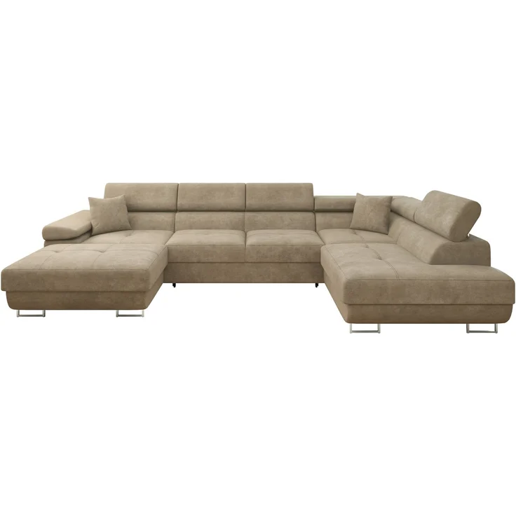 Wohnlandschaft Torezio Bis mit Bettkasten, Schlaffunktion und Einstellbare Kopfstützen (Farbe: Lumo 30, Seite: Rechts) – Bild 1