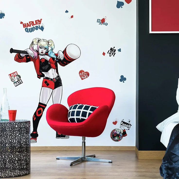 wandaufkleber Harley Quinn 72 x 106 cm Vinyl 22-teilig