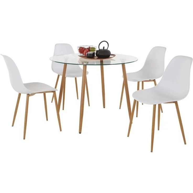 INOSIGN Essgruppe Miller, (Set, 5-tlg), Glastisch mit 4 Stühlen (Kunststoffschale) – Bild 4
