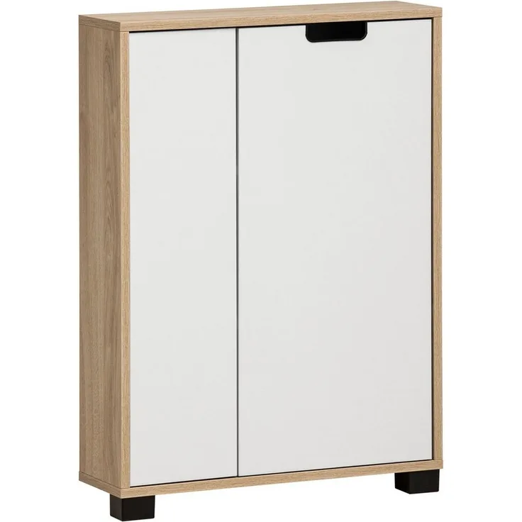 Schildmeyer Highboard Emmik 159449, weiß Eiche Dekor/weiß matt, 59,8 x 19,5 x 85,2 cm
