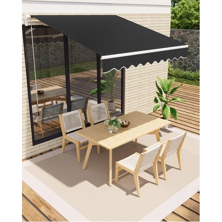 Garveelife Gelenkarmmarkise 400x250 cm, UV40+ & wasserabweisend, mit Kurbel & Wandhalterung Länge + Winkel einstellbar, Markise für Terrasse & Balkon, Sonnenschutz Balkonmarkise Gelenkmarkise