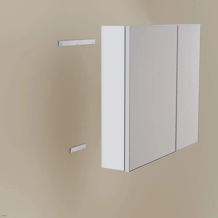 EMKE Spiegelschrank 80 x 65 x 14,5 cm – 2 Spiegeltüren mit integriertem Stauraum, verstellbare Ablagen, mattweiß – Bild 10