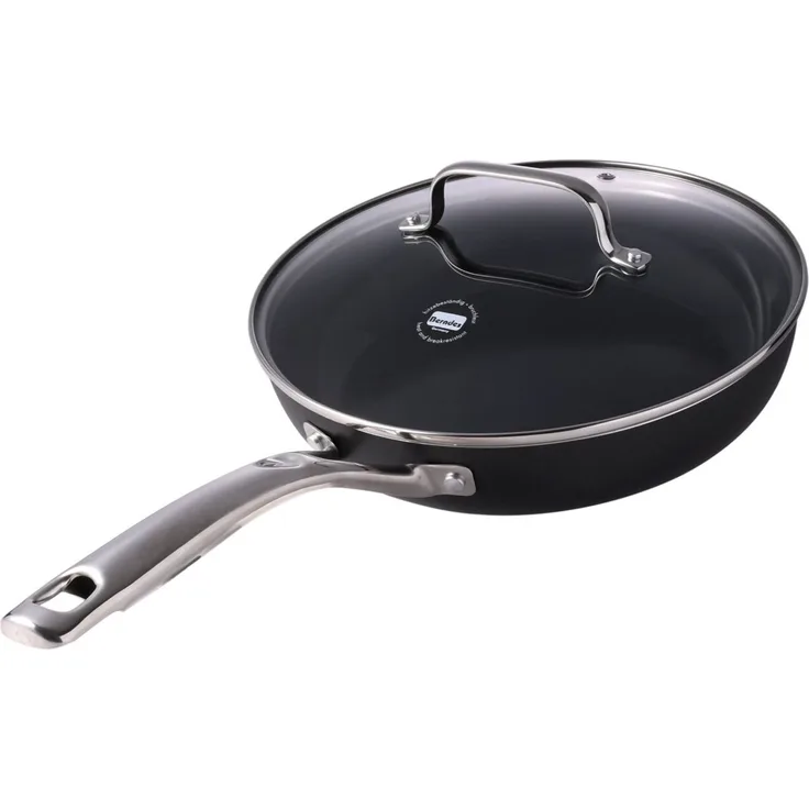 Berndes Schmorpfanne 'CLASSIC' mit Glasdeckel, Aluminium schwarz, 28 x 8.4 x 48.3 cm, hitzebeständig bis 140 Grad