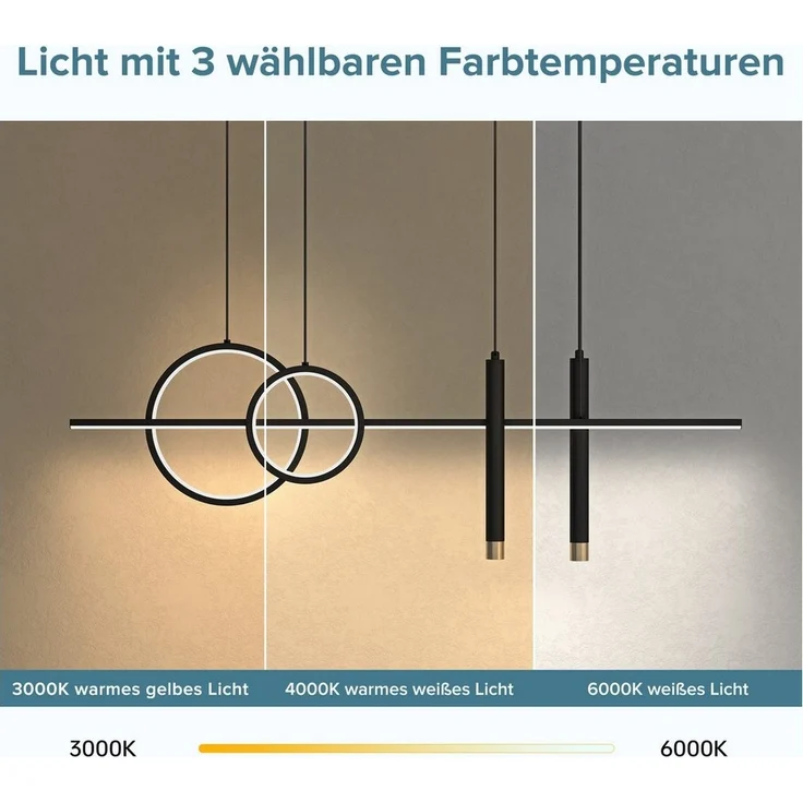 doporro LED Pendelleuchte Hängeleuchte LED Kronleuchter Höhenverstellbar mit 3 Farbtemperaturen – Bild 2
