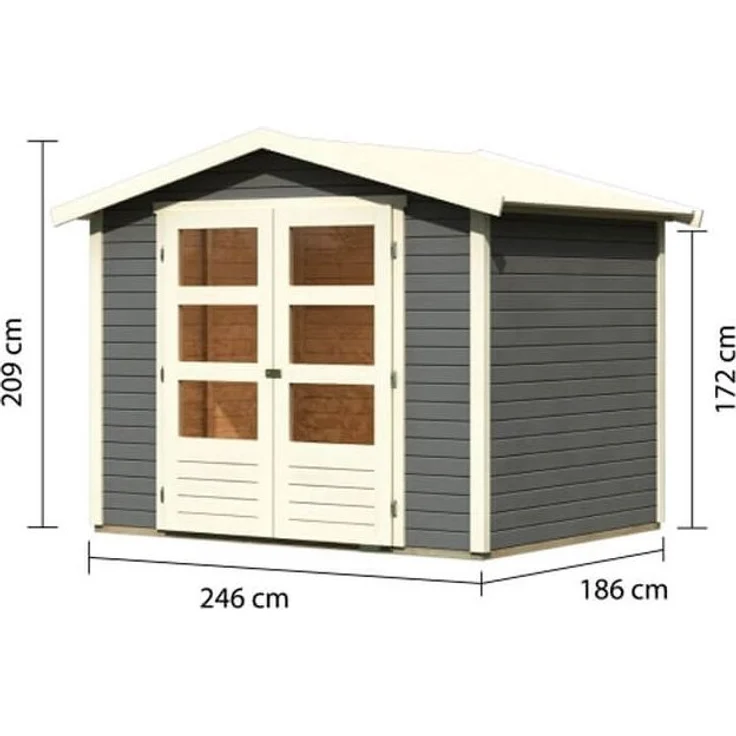 Karibu Gartenhaus Amberg 3 Terragrau 19mm Wandstärke – Bild 2