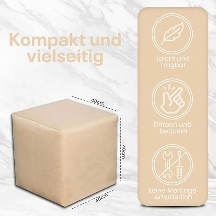 Best for Home Sitzhocker Best For Home Cube Pouf – Stilvoller Samt Hocker & Fußhocker (verschiedene Farben), Handwerksqualität,TOP Preis-Leistungs-Verhältnis – Bild 2