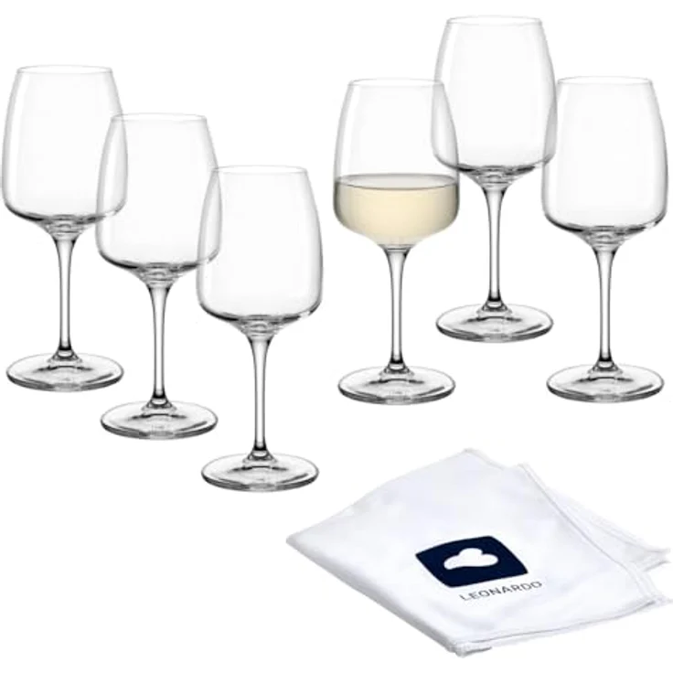 LEONARDO Weißweinglas Rieslinggläser CESTI + Poliertuch, 7-tlg, Kristallglas, 6 Riesling-Gläser mit Poliertuch – Bild 2